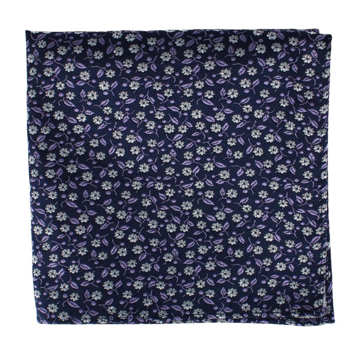 Ascentix Metallic Flowers and Leaves Pocket Square - Purple