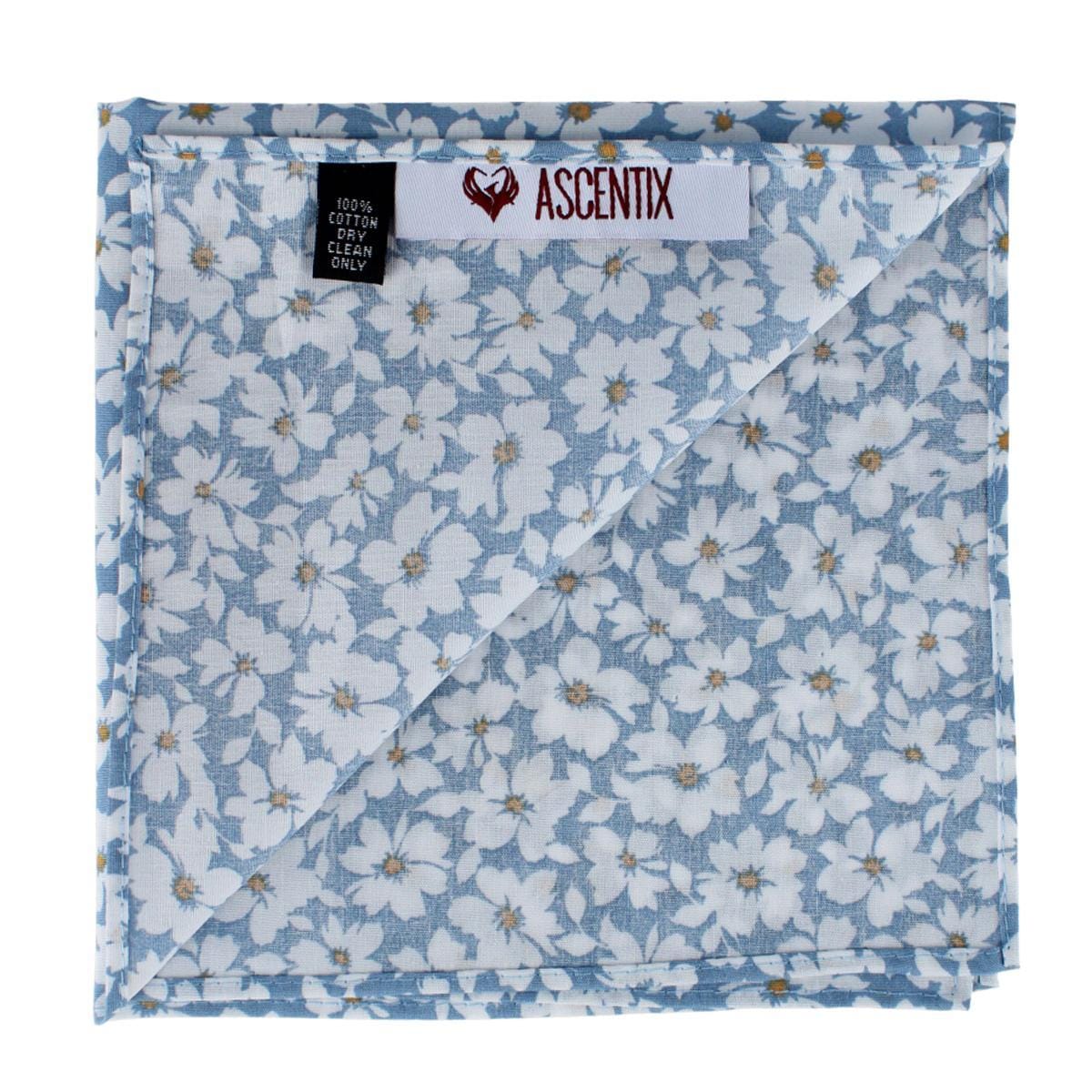 Ascentix Simple and Classy Cotton Foral Handkerchief - Light Blue