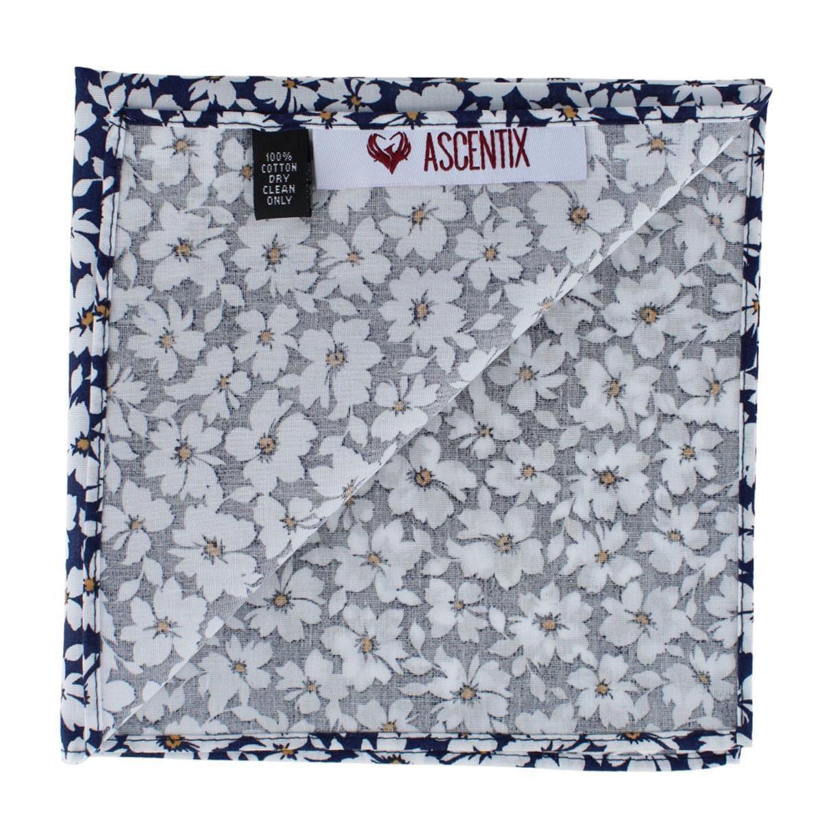 Ascentix Simple and Classy Cotton Foral Handkerchief - Navy