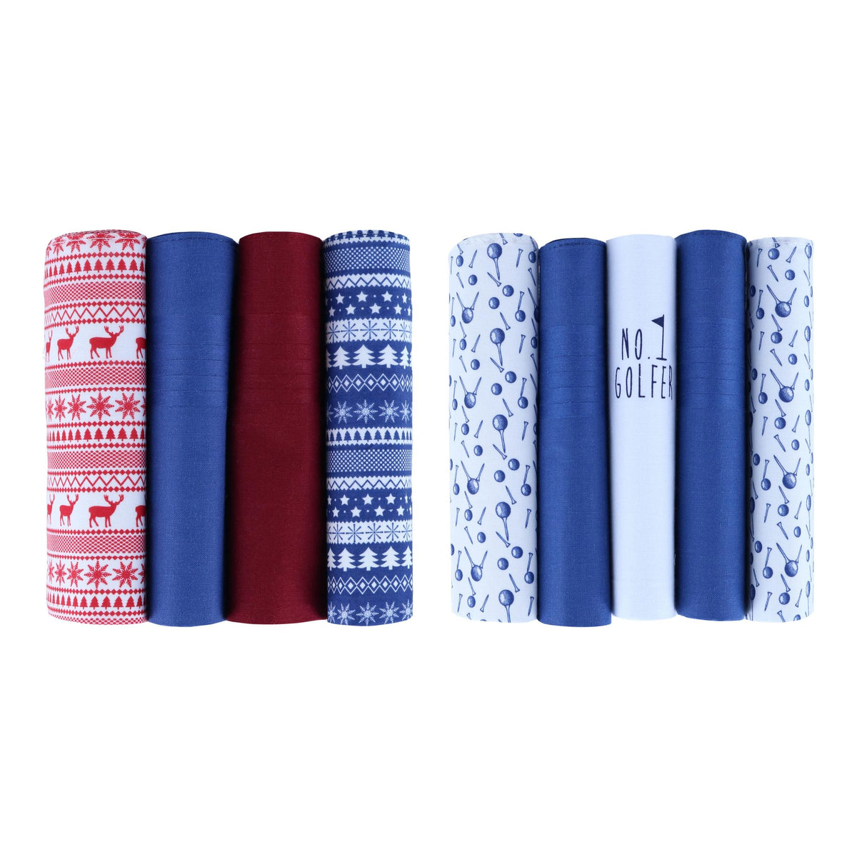 Ascentix Men's Holiday & Golf Hanky Gift Bundle - Christmas & Golf