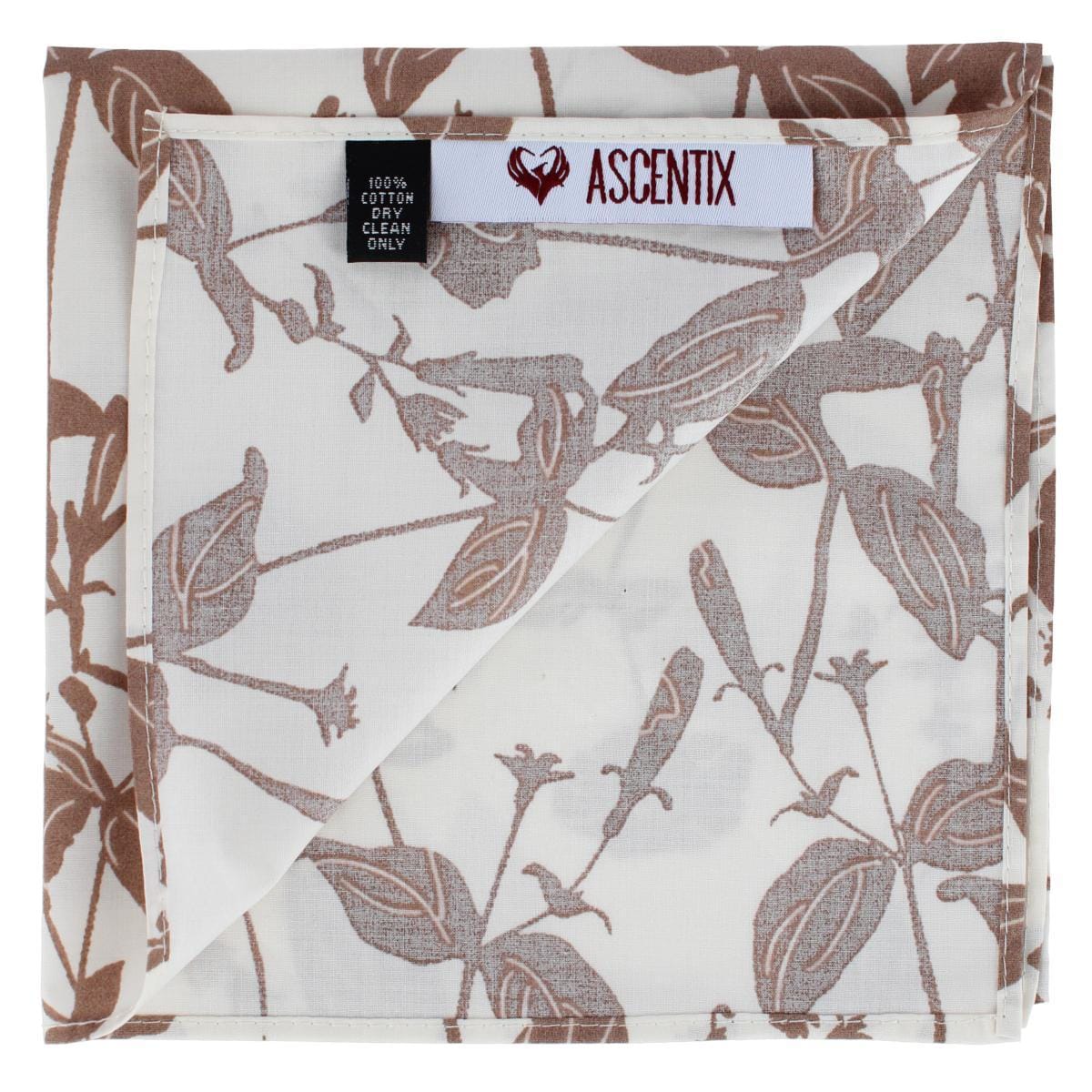 Ascentix Summer Garden Cotton Handkerchief - Ivory and Tan