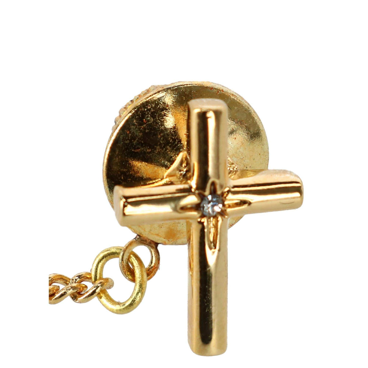 Ascentix Men's Elegant Cross Tie Tack with Crystal Center for Formal Wear - Gold