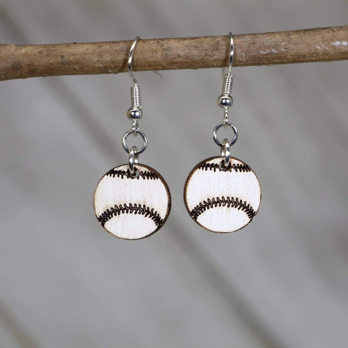 Cate's Concepts, LLC Women's Baseball Wooden Dangle Earrings - dangles
