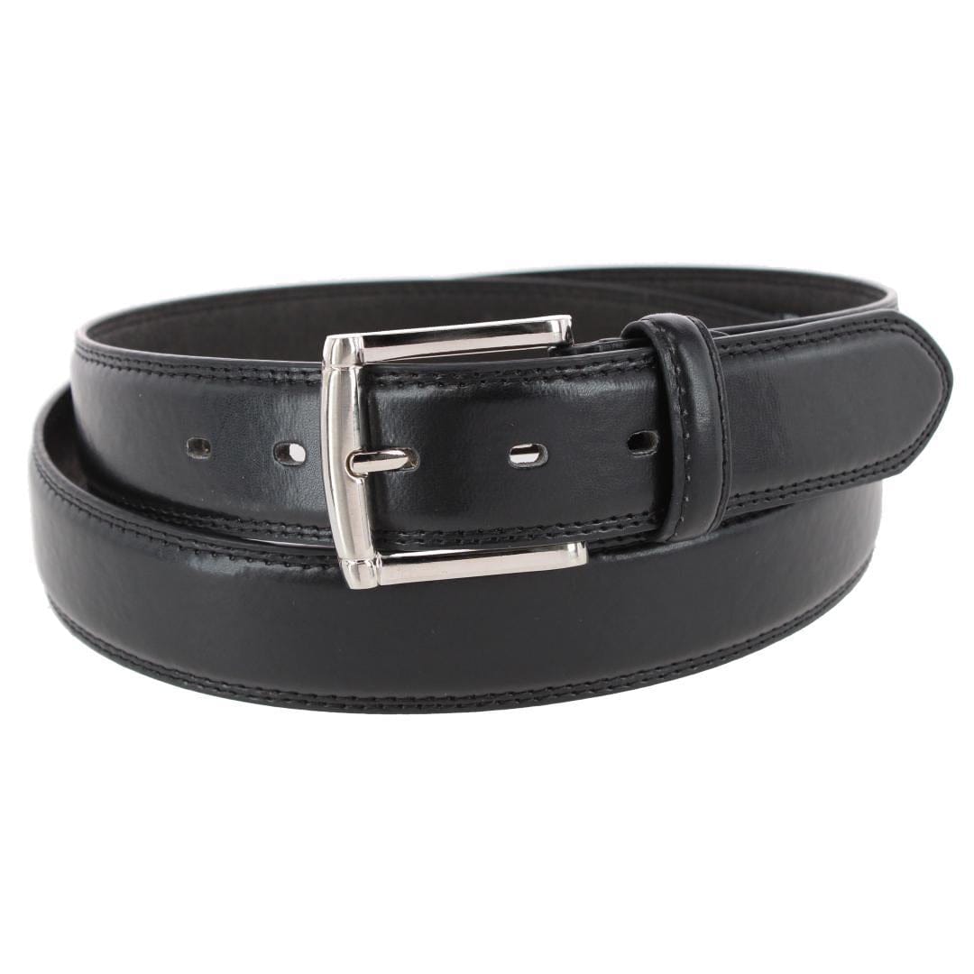 CTM® Men's Big & Tall 1.5 Inch Wide Basic Leather Belt - Black