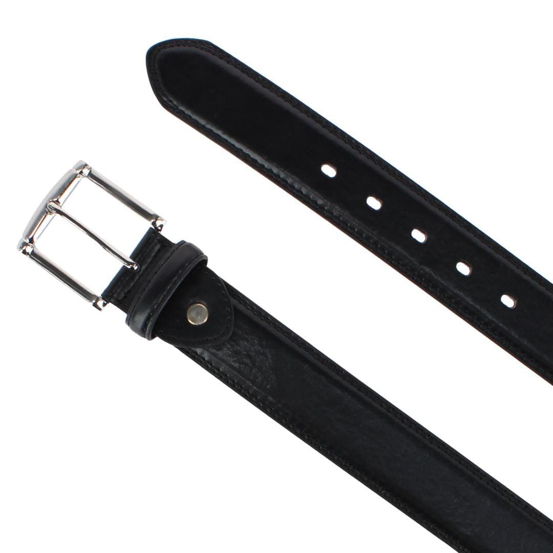 CTM® Men's Big & Tall 1.5 Inch Wide Basic Leather Belt - Black