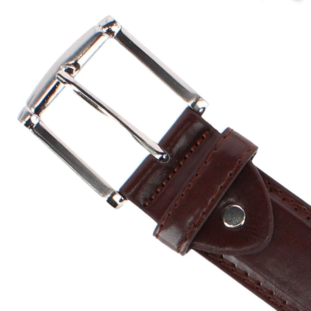 CTM® Men's Big & Tall 1.5 Inch Wide Basic Leather Belt - Brown