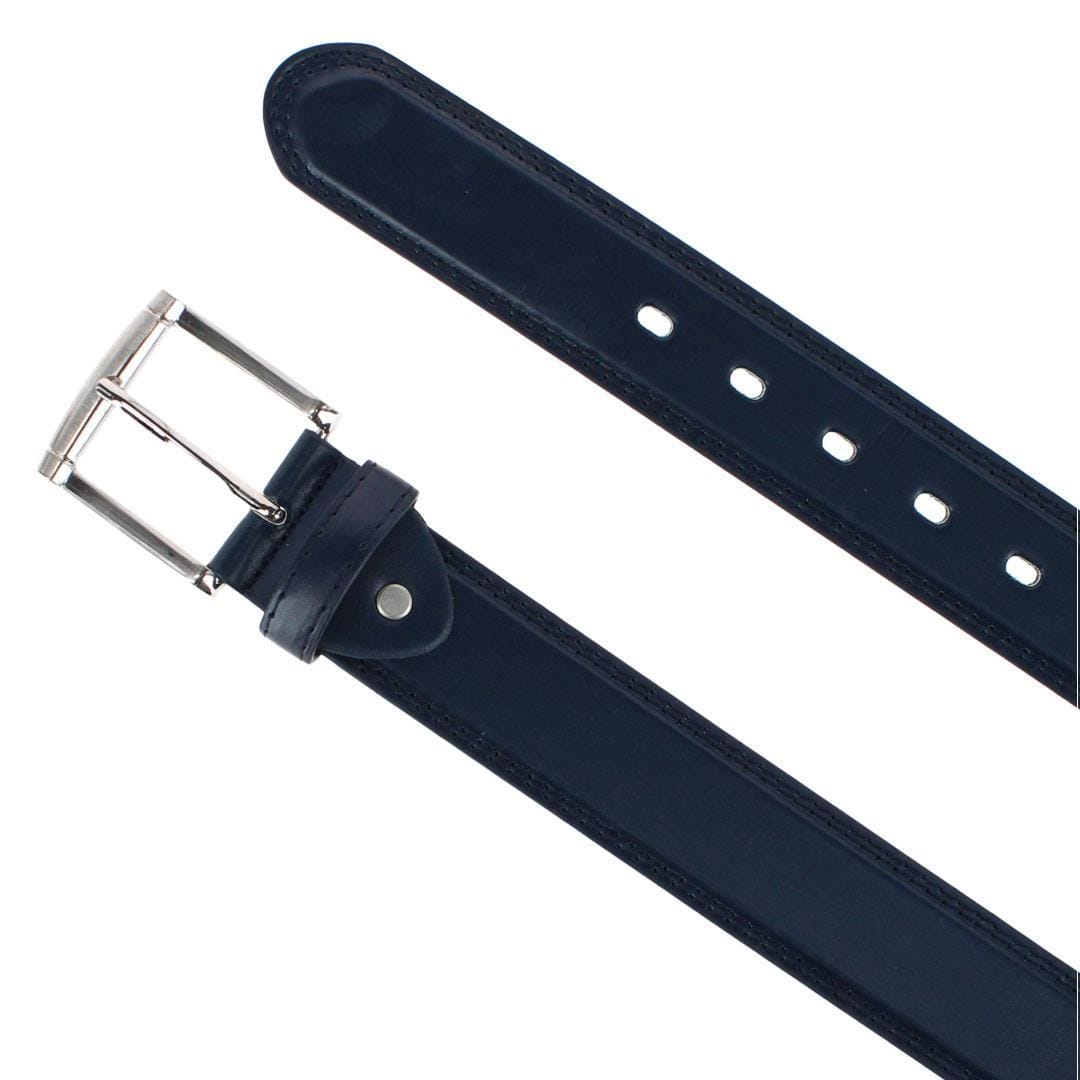 CTM® Men's Big & Tall 1.5 Inch Wide Basic Leather Belt - Navy
