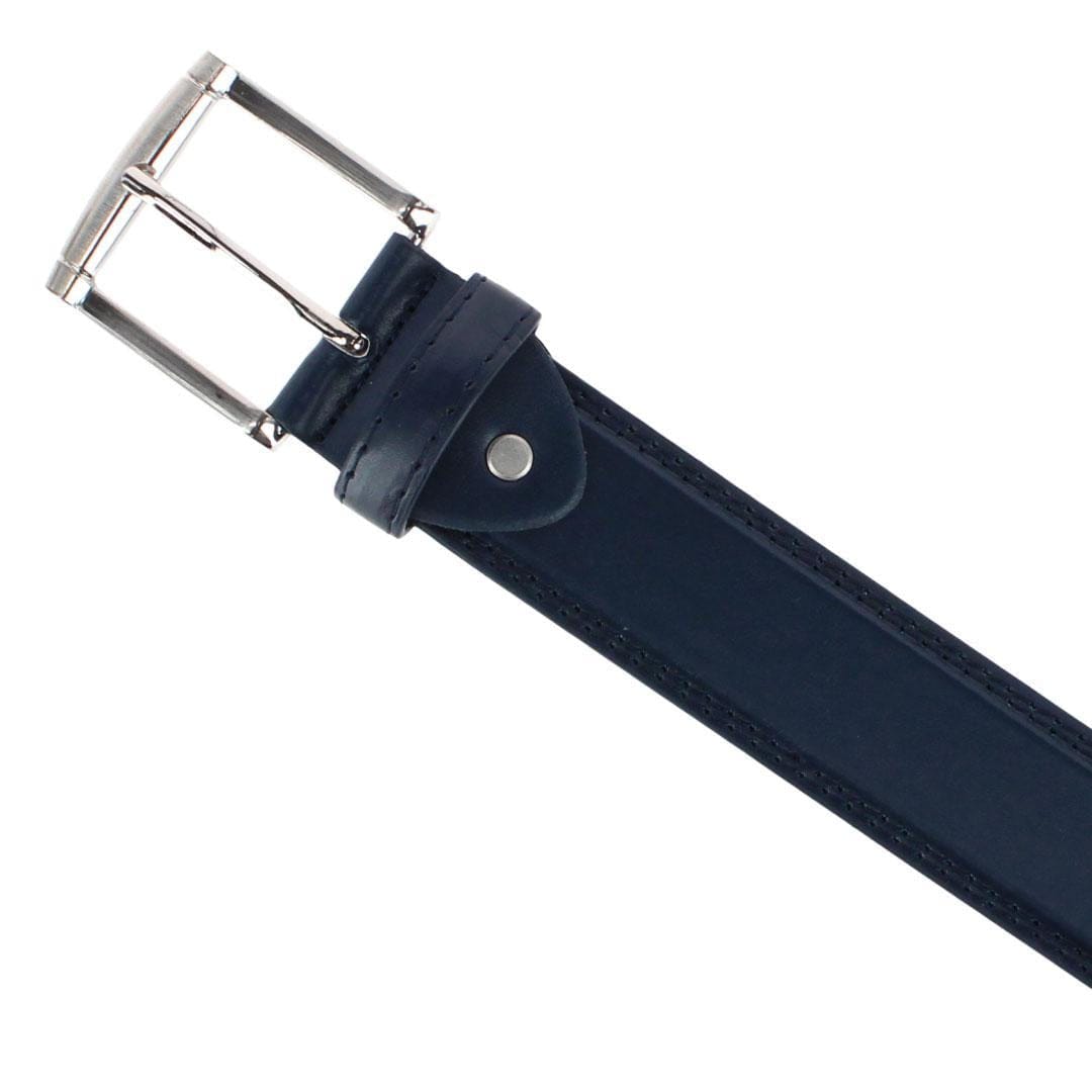 CTM® Men's Big & Tall 1.5 Inch Wide Basic Leather Belt - Navy