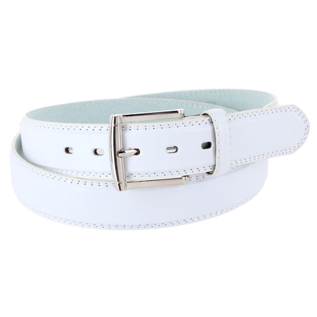CTM® Men's Big & Tall 1.5 Inch Wide Basic Leather Belt - White