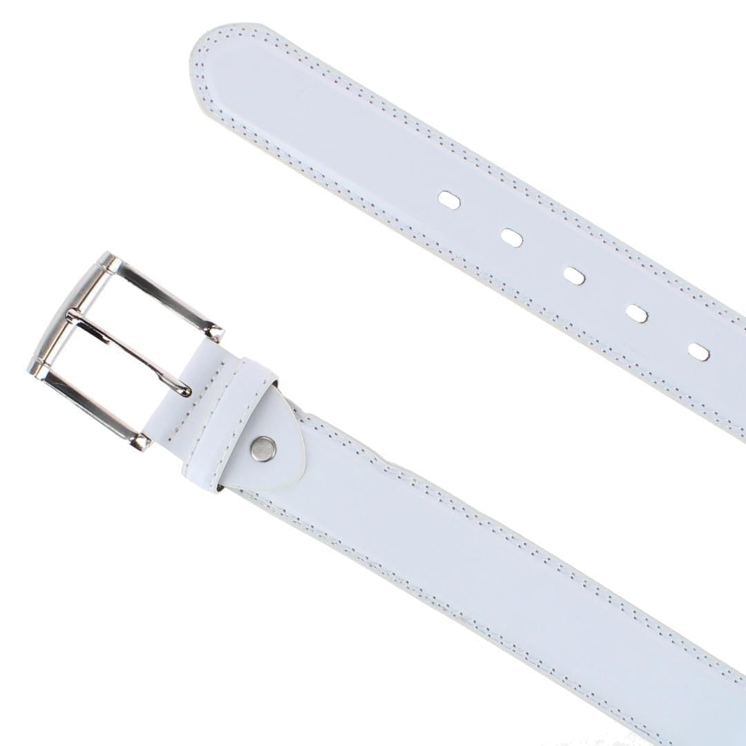 CTM® Men's Big & Tall 1.5 Inch Wide Basic Leather Belt - White