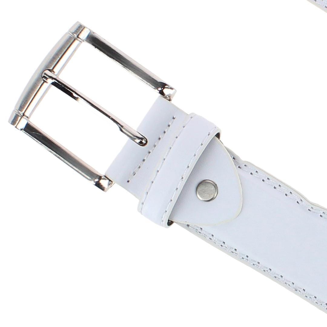 CTM® Men's Big & Tall 1.5 Inch Wide Basic Leather Belt - White