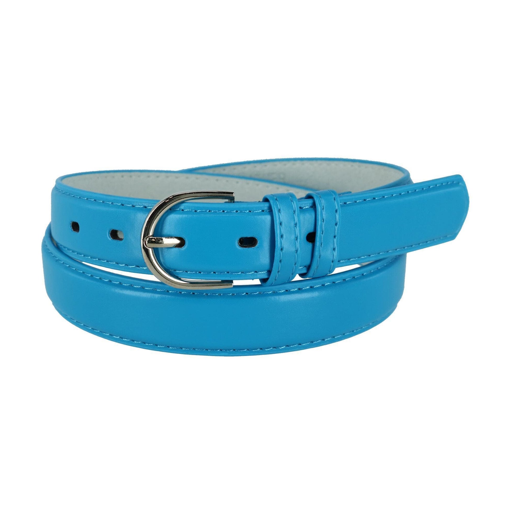 CTM® Women's Leather Dress Belt 1 1/8 Inch Silver Buckle