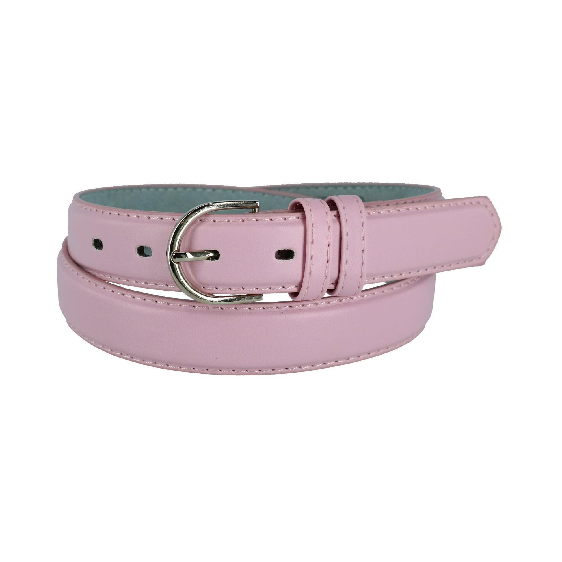 CTM® Women's Leather Dress Belt 1 1/8 Inch Silver Buckle - Light Pink