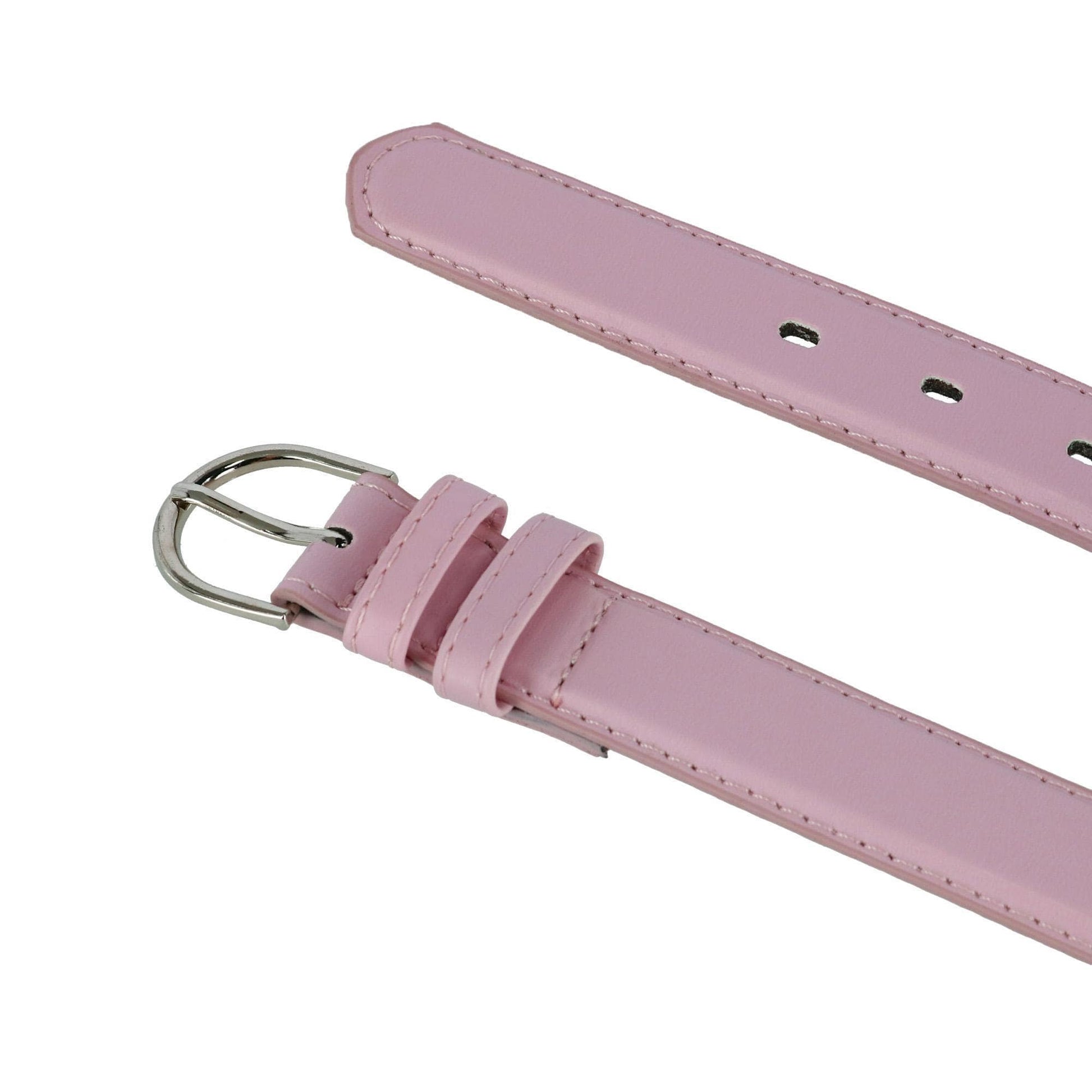 CTM® Women's Leather Dress Belt 1 1/8 Inch Silver Buckle - Light Pink