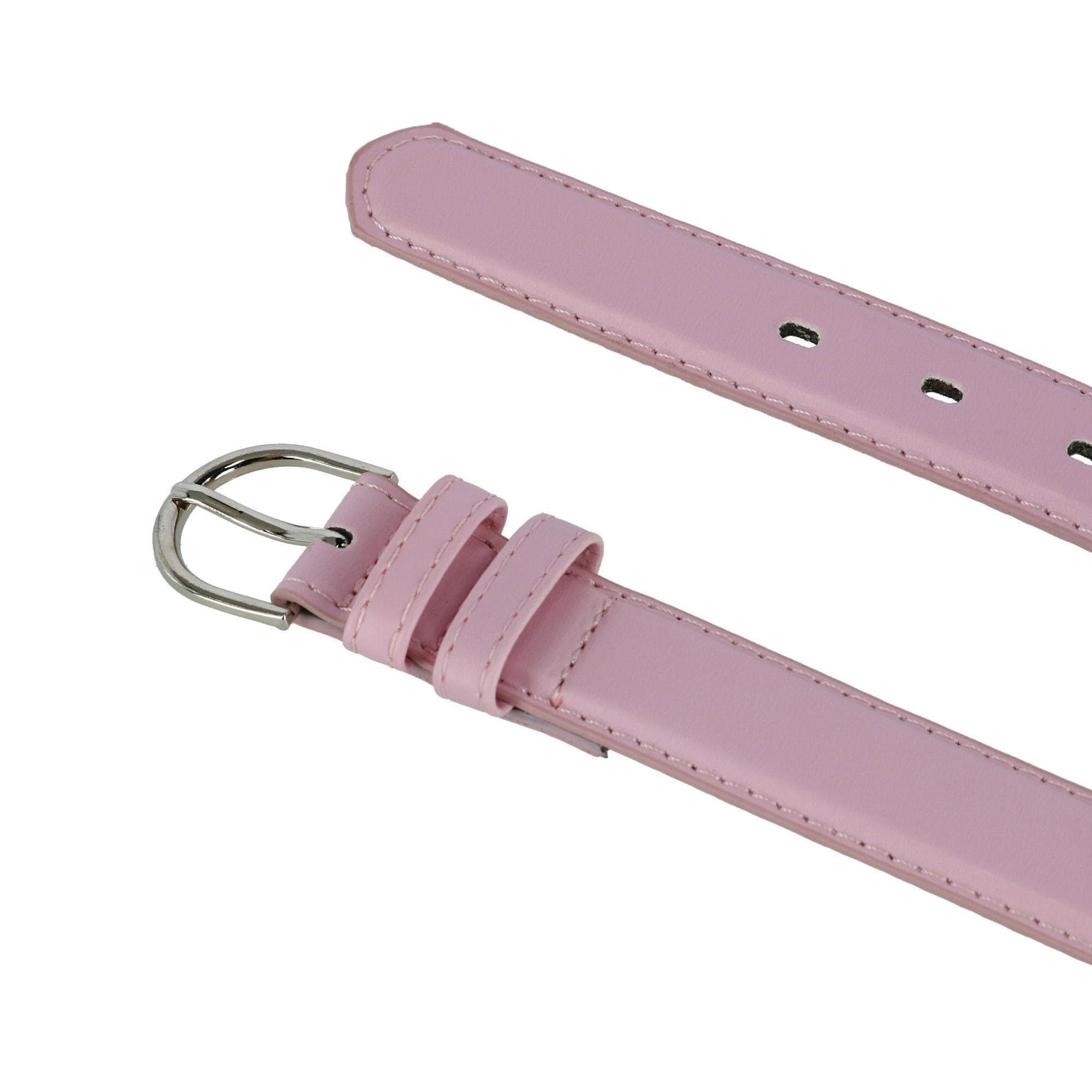 CTM® Women's Leather Dress Belt 1 1/8 Inch Silver Buckle - Light Pink
