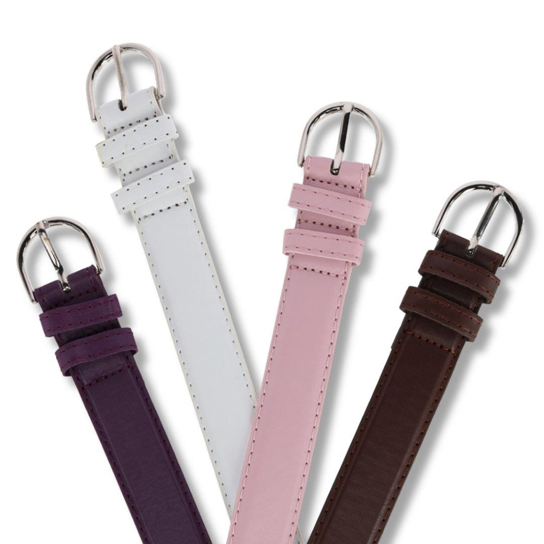 CTM® Women's Leather Dress Belt 1 1/8 Inch Silver Buckle - Light Pink