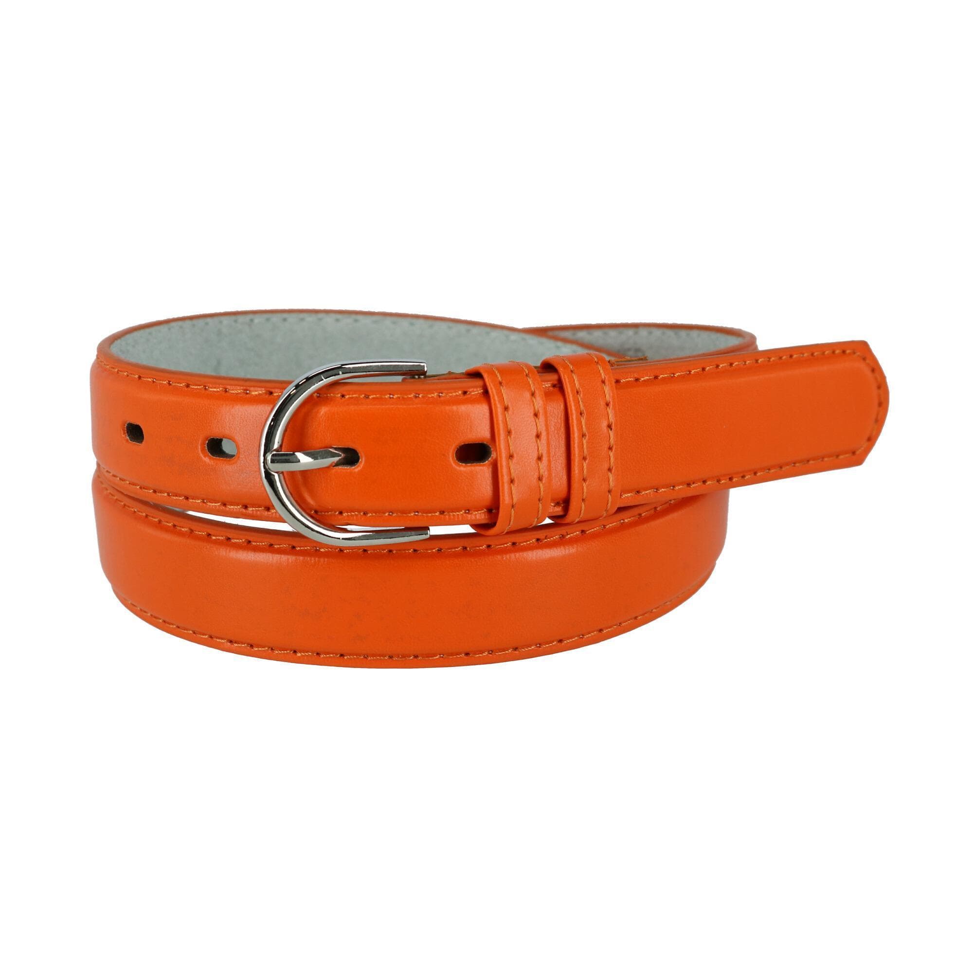 CTM® Women's Leather Dress Belt 1 1/8 Inch Silver Buckle