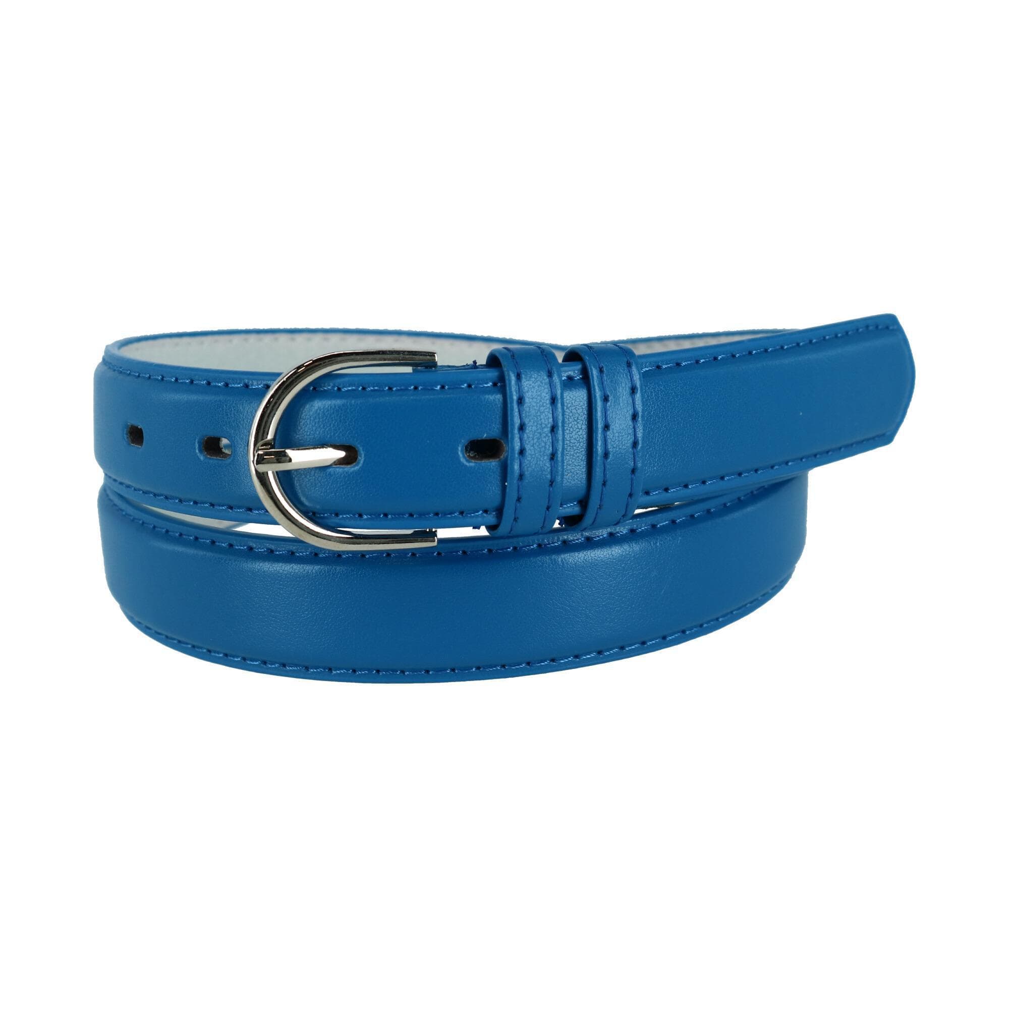 CTM® Women's Leather Dress Belt 1 1/8 Inch Silver Buckle