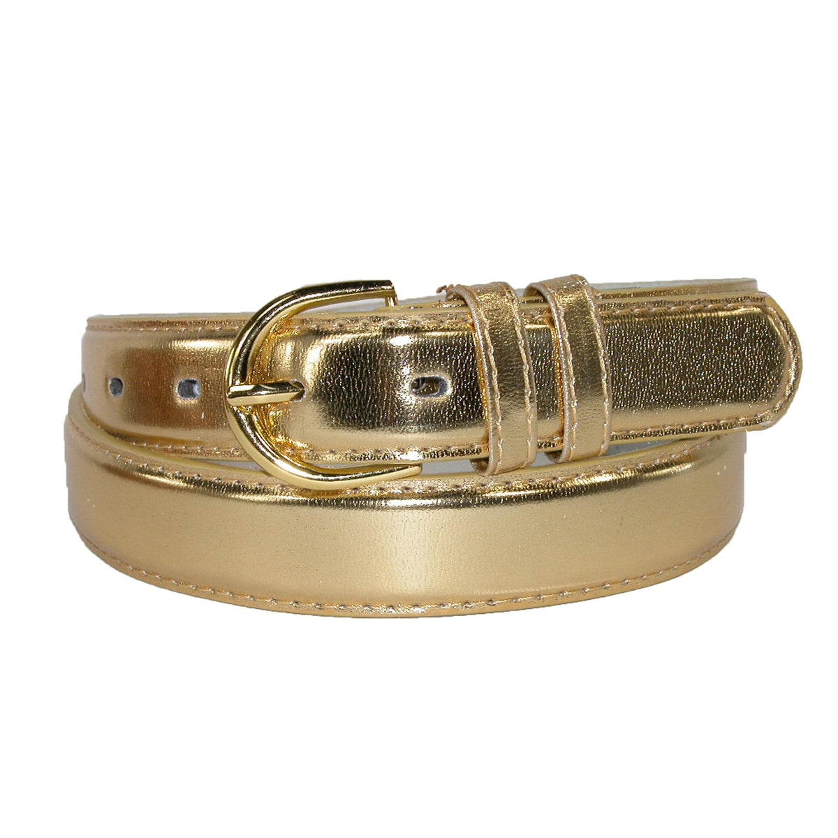 CTM® Women's Metallic Leather Dress Belt 1 1/8 Inch