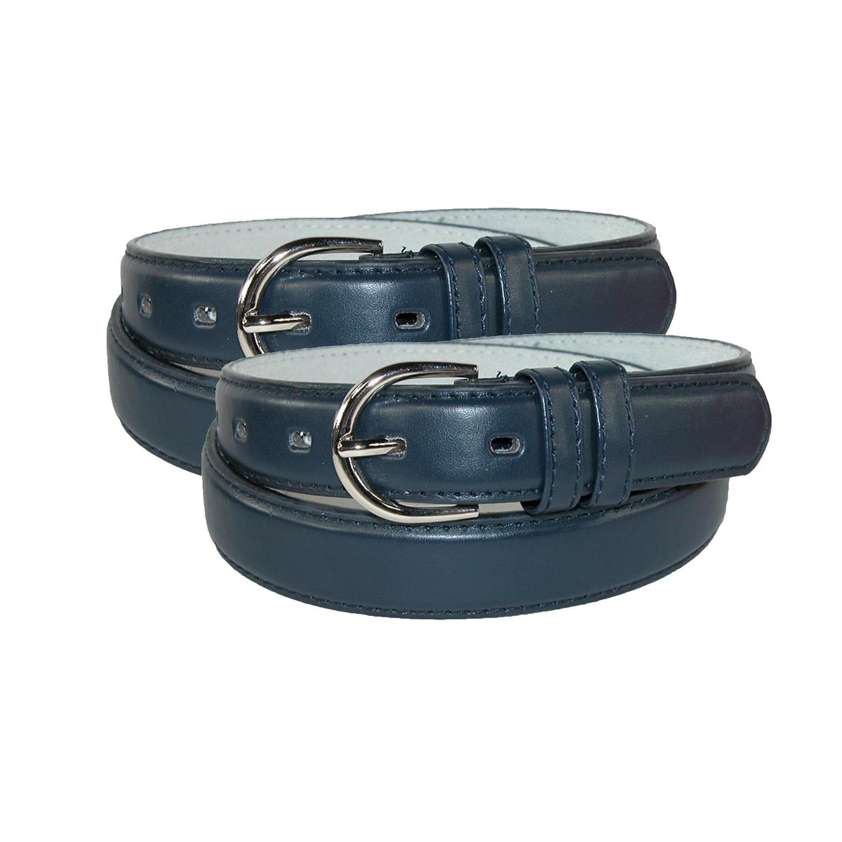 CTM® Women's Leather Dress Belt 2-Pack 1 1/8 Inch Silver Buckle - Navy