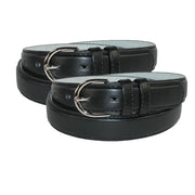 Women's Leather Dress Belt 2-Pack 1 1/8 Inch Silver Buckle