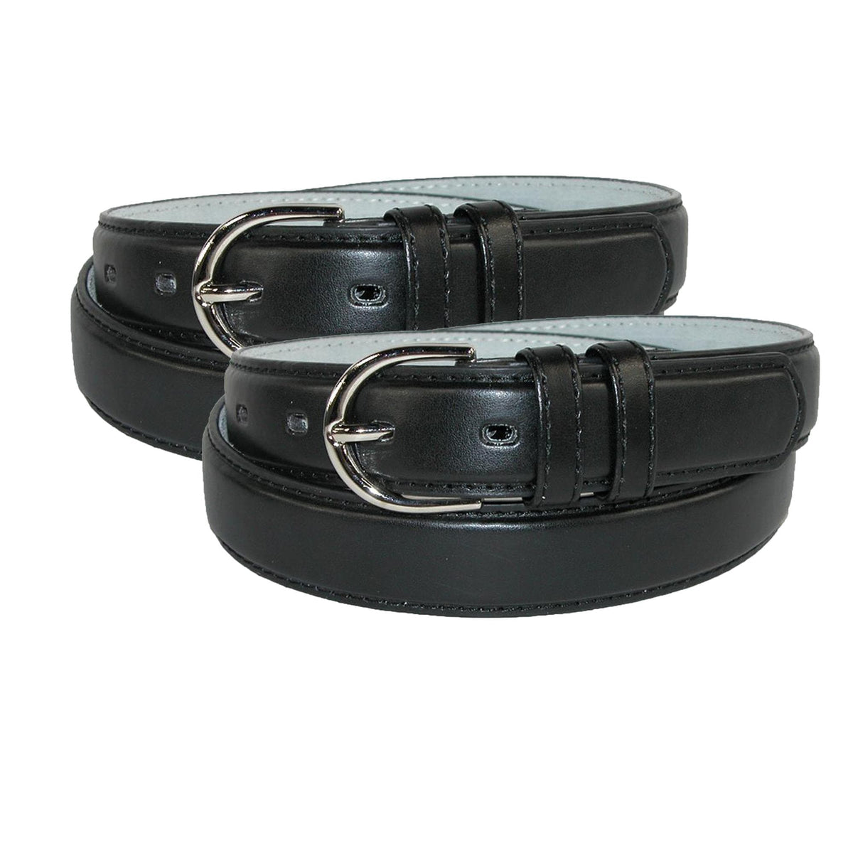 Women's Leather Dress Belt 2-Pack 1 1/8 Inch Silver Buckle