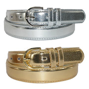 Women's 1 1/8 Inch Wide Leather Metallic Dress Belt (Pack of 2 Colors)