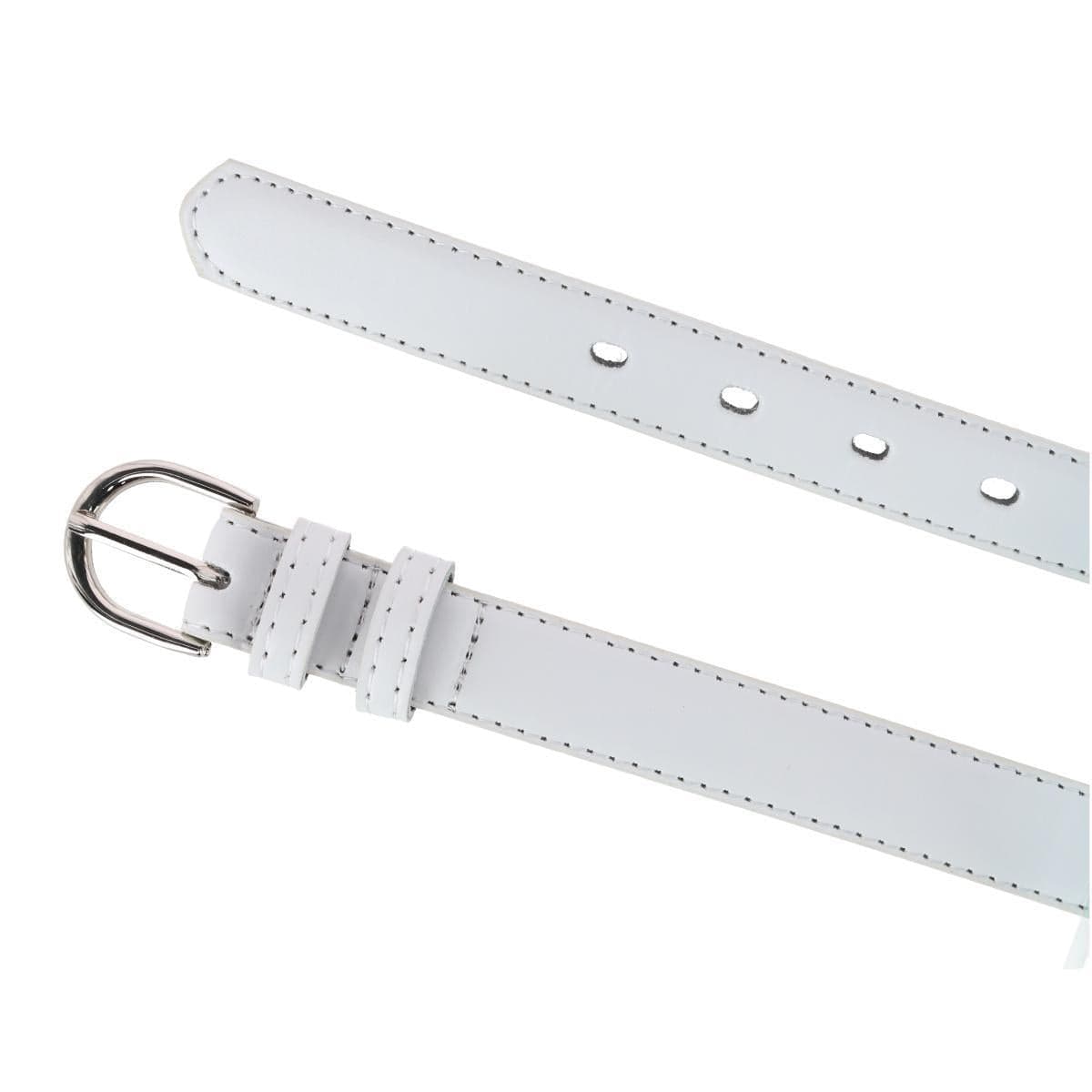 CTM® Kid's Leather 1 inch Basic Dress Belt - White