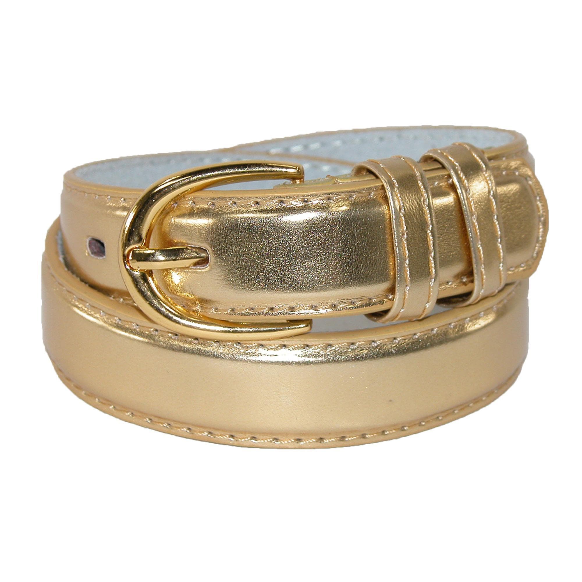 CTM® Kid's Leather 1 inch Basic Dress Belt (Pack of 2) - Gold