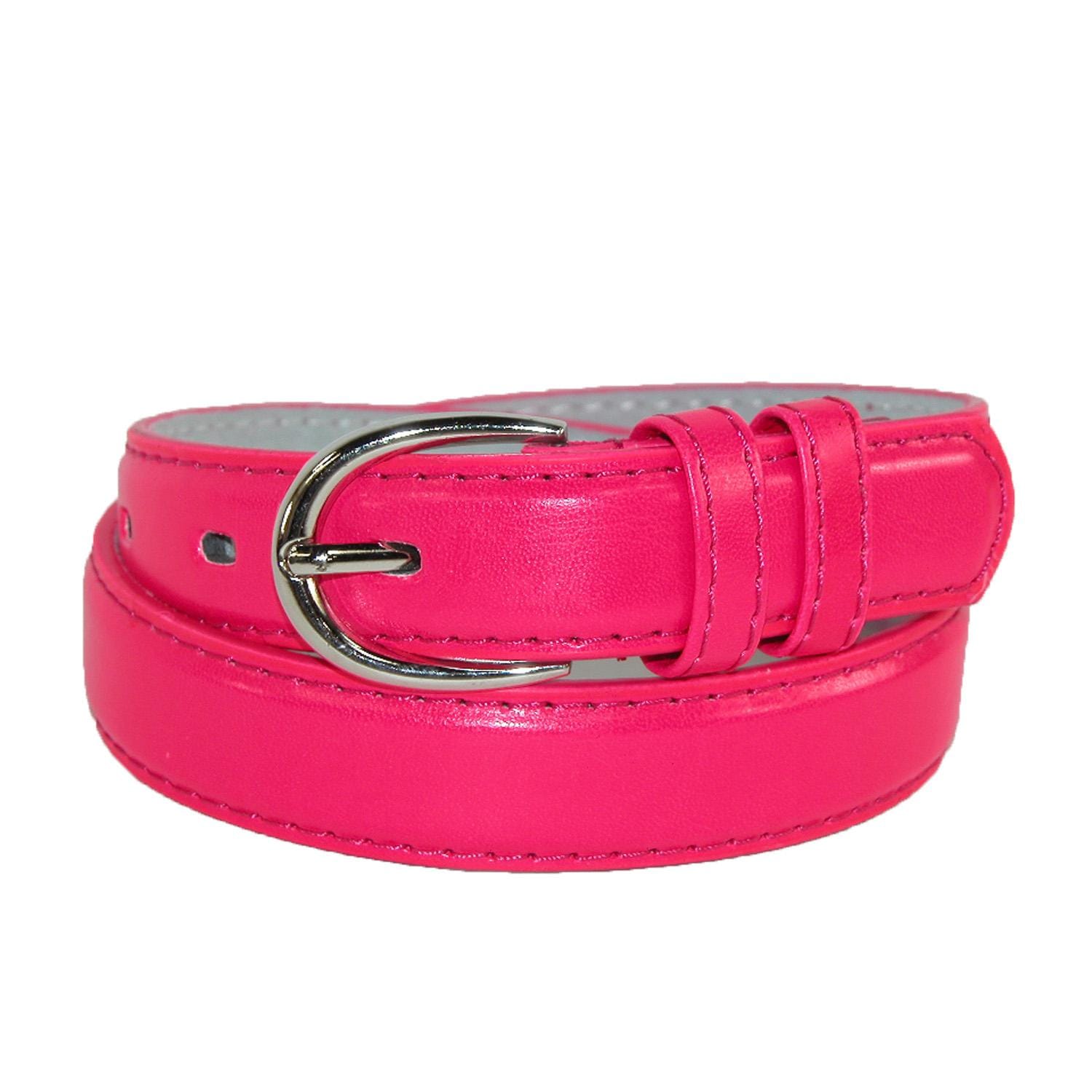 CTM® Kid's Leather 1 inch Basic Dress Belt (Pack of 2) - Hot Pink