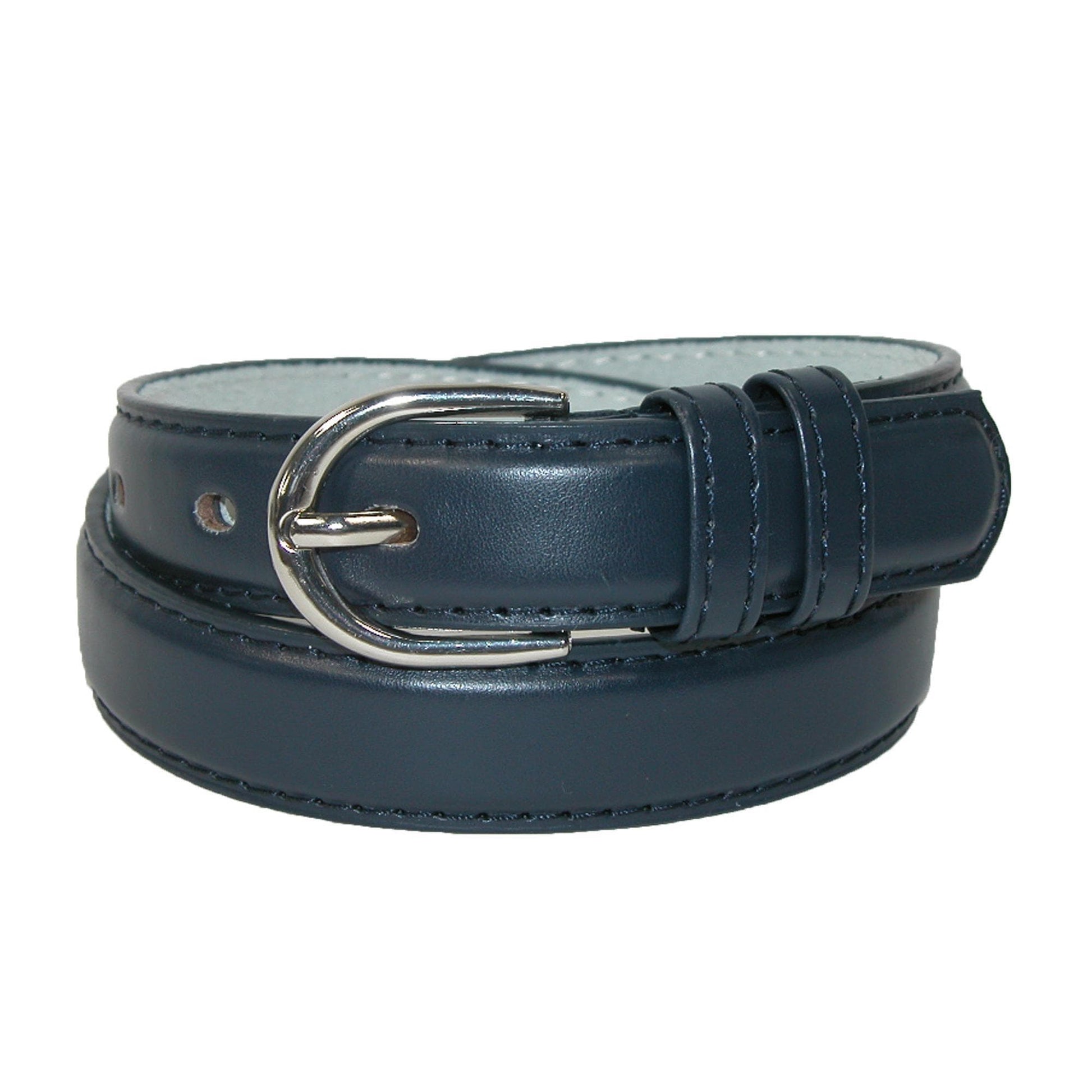 CTM® Kid's Leather 1 inch Basic Dress Belt (Pack of 2) - Navy