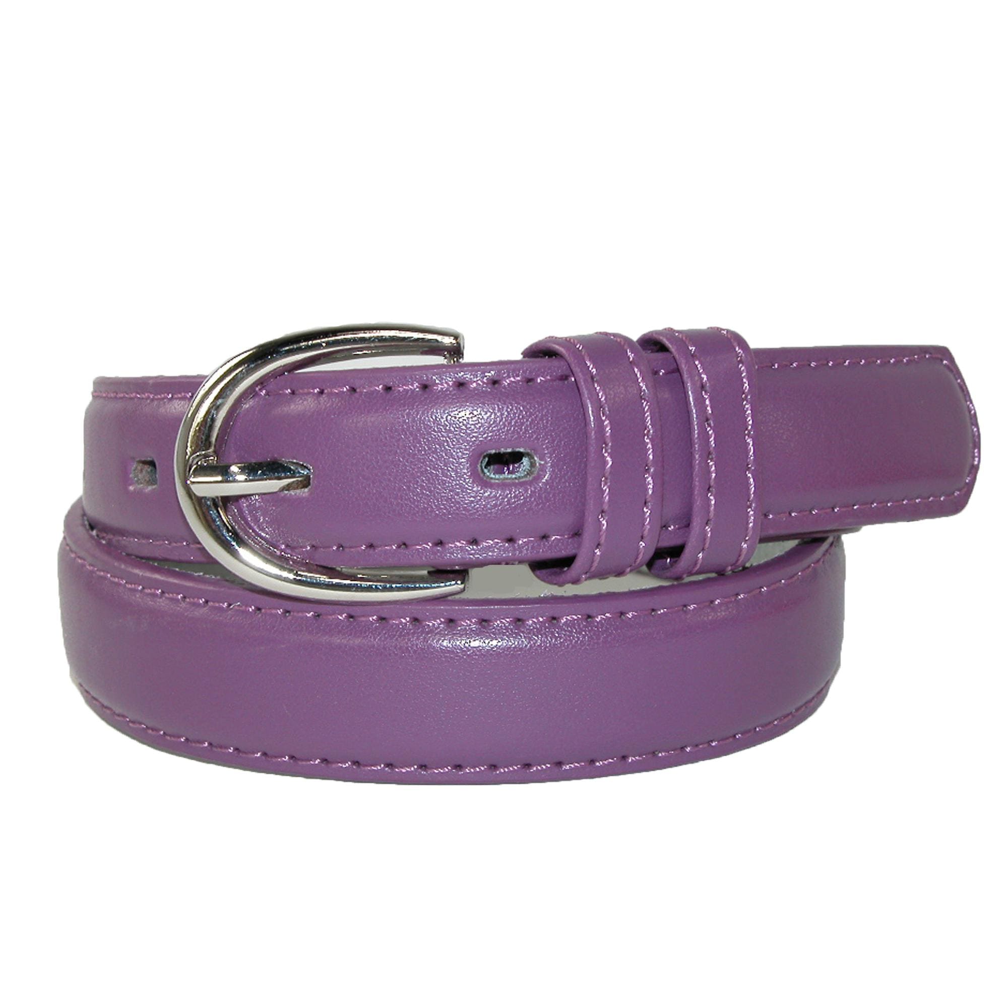 CTM® Kid's Leather 1 inch Basic Dress Belt (Pack of 2) - Purple