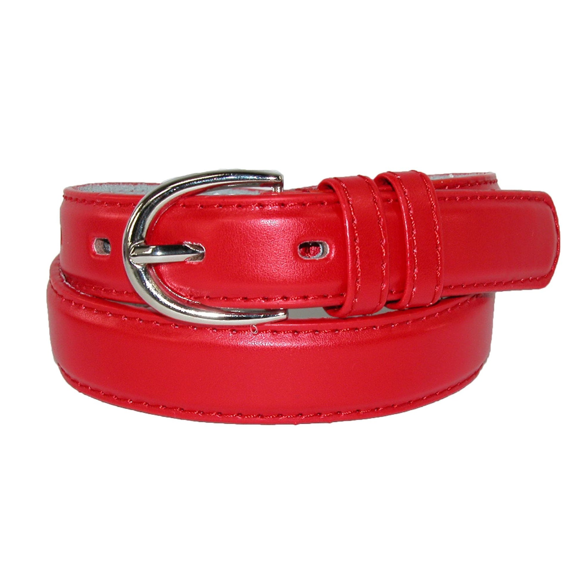 CTM® Kid's Leather 1 inch Basic Dress Belt (Pack of 2) - Red