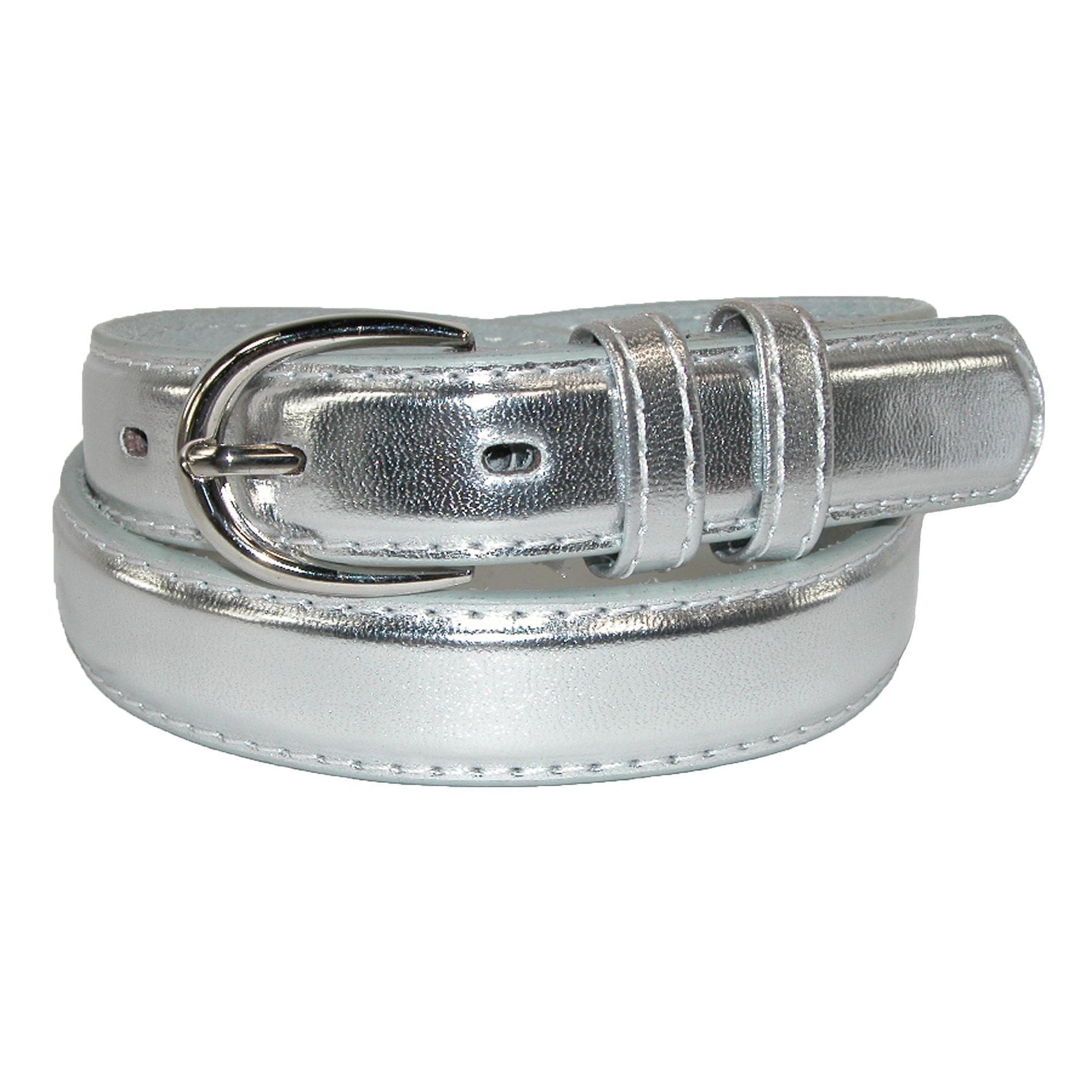 CTM® Kid's Leather 1 inch Basic Dress Belt (Pack of 2) - Silver