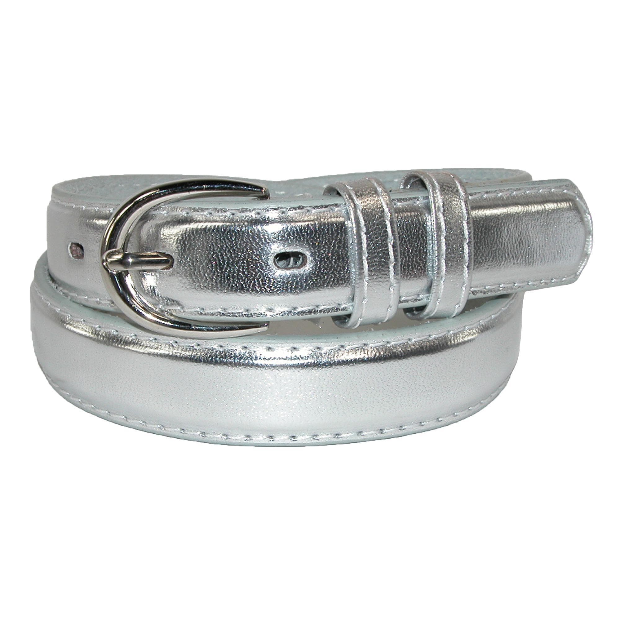 CTM® Kid's Leather 1 inch Basic Dress Belt (Pack of 2) - Silver