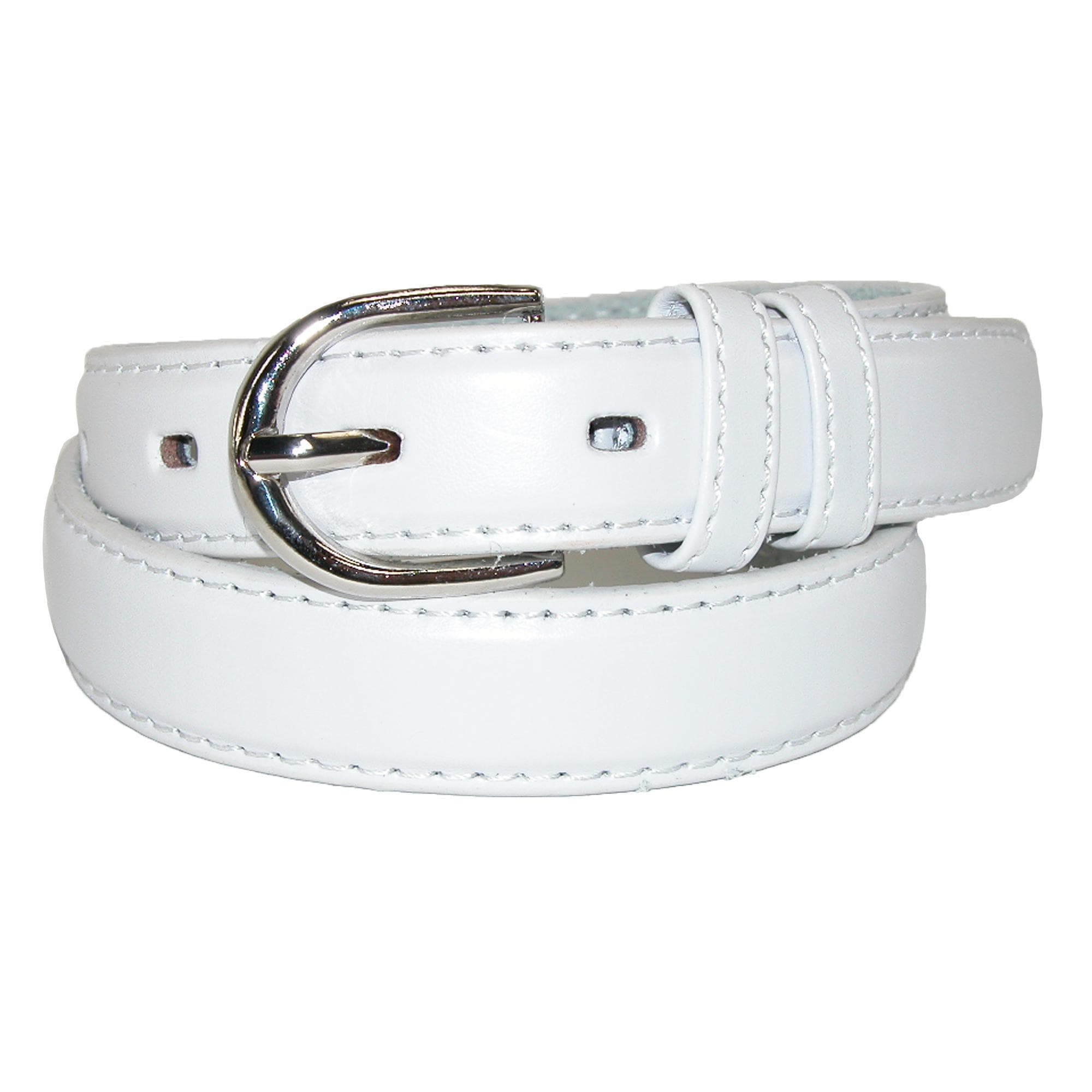 CTM® Kid's Leather 1 inch Basic Dress Belt (Pack of 2) - White
