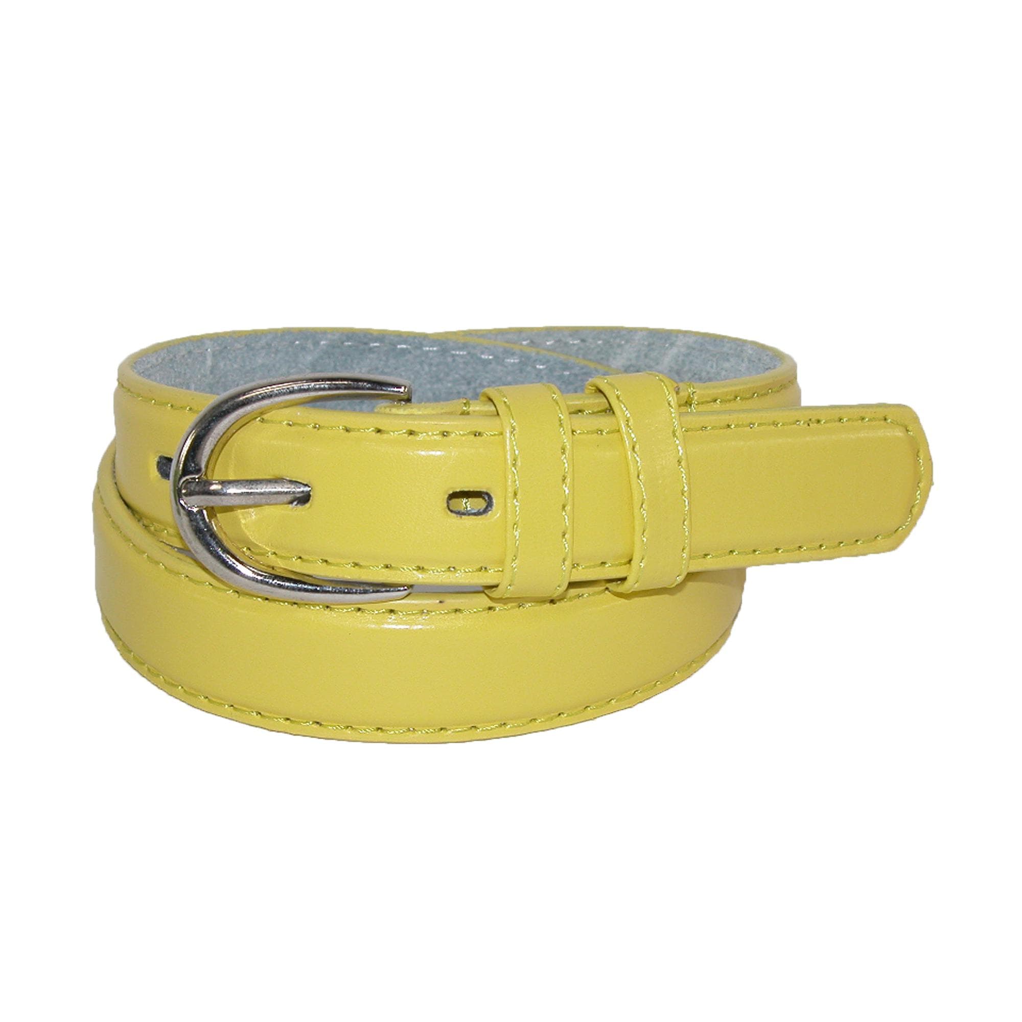 CTM® Kid's Leather 1 inch Basic Dress Belt (Pack of 2) - Yellow
