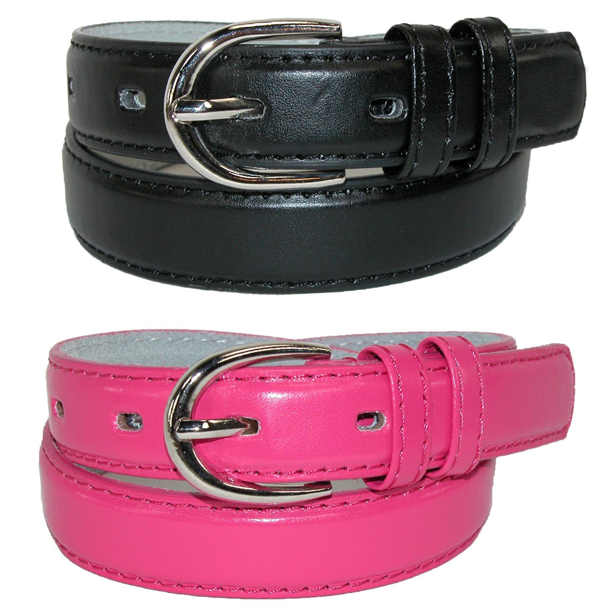 CTM® Kid's Basic Leather Dress Belt (Pack of 2 Colors)