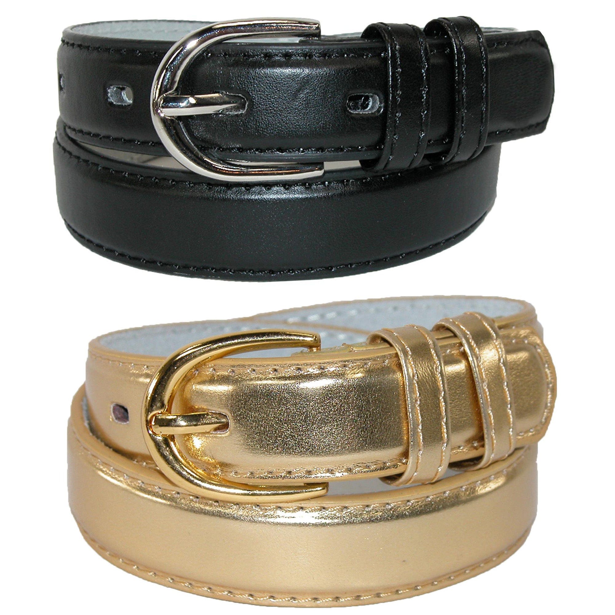CTM® Kid's Basic Leather Dress Belt (Pack of 2 Colors)
