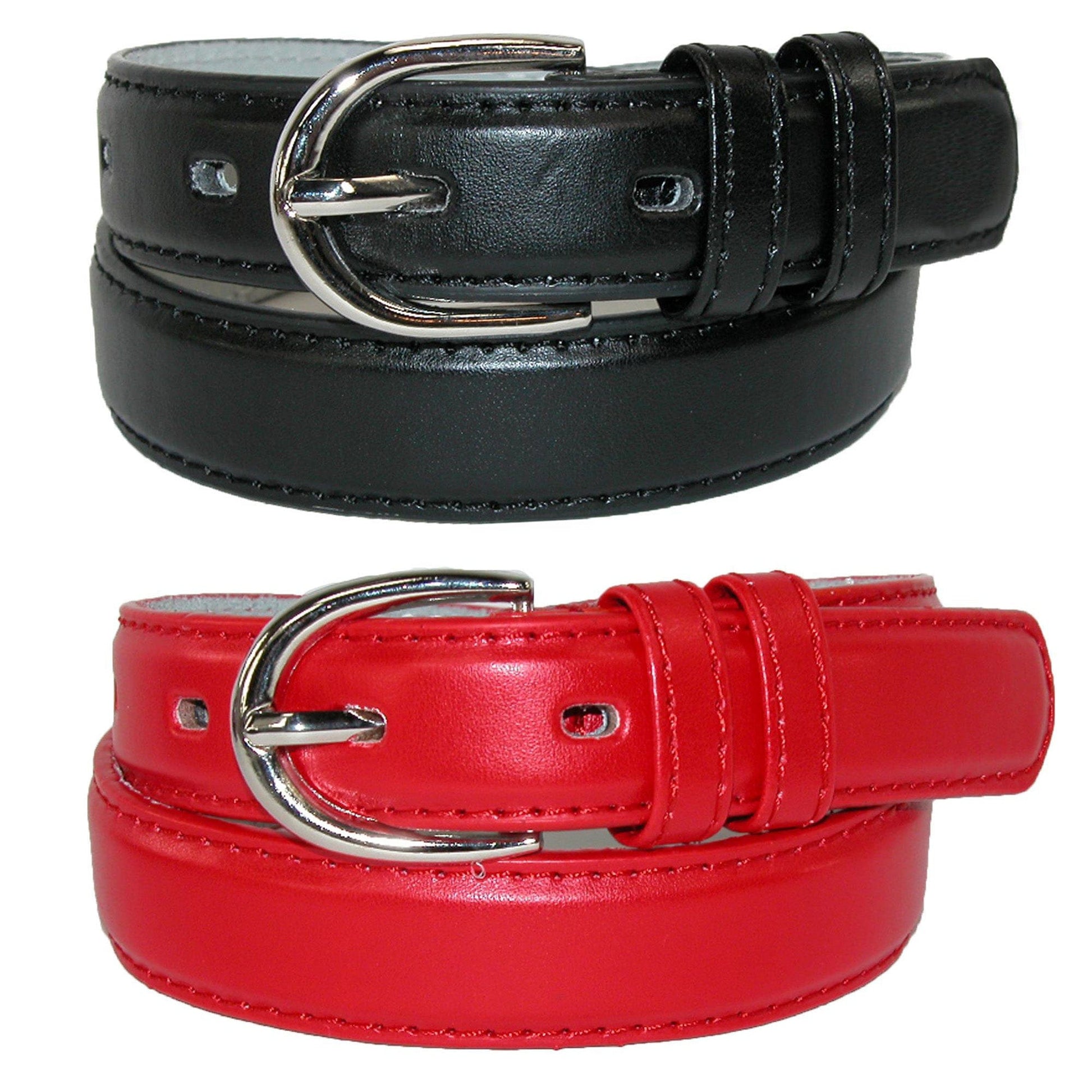 CTM® Kid's Basic Leather Dress Belt (Pack of 2 Colors)