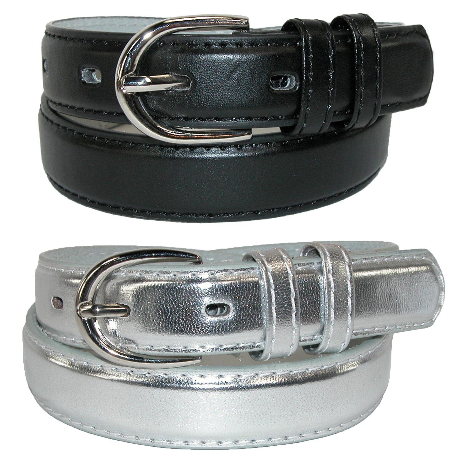 CTM® Kid's Basic Leather Dress Belt (Pack of 2 Colors)