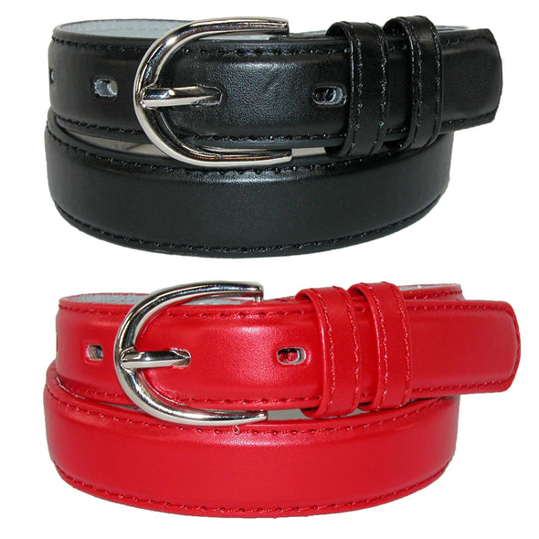 Kid's Basic Leather Dress Belt (Pack of 2 Colors)
