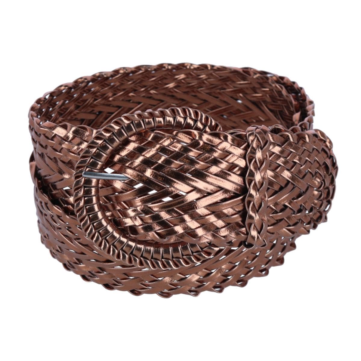 CTM® Women's Braided Wide Belt with Matching Buckle Adjustable Woven