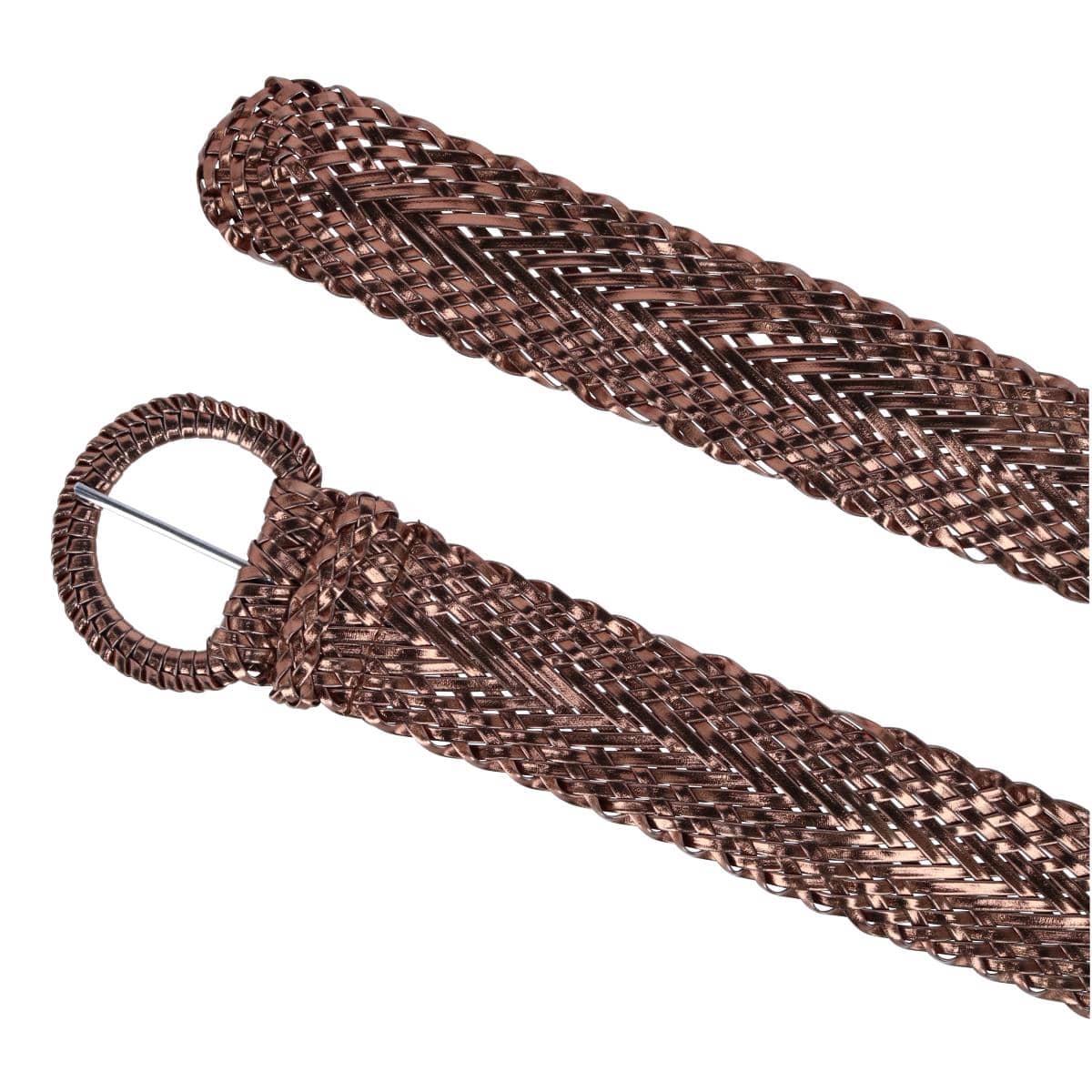 CTM® Women's Braided Wide Belt with Matching Buckle Adjustable Woven - Bronze
