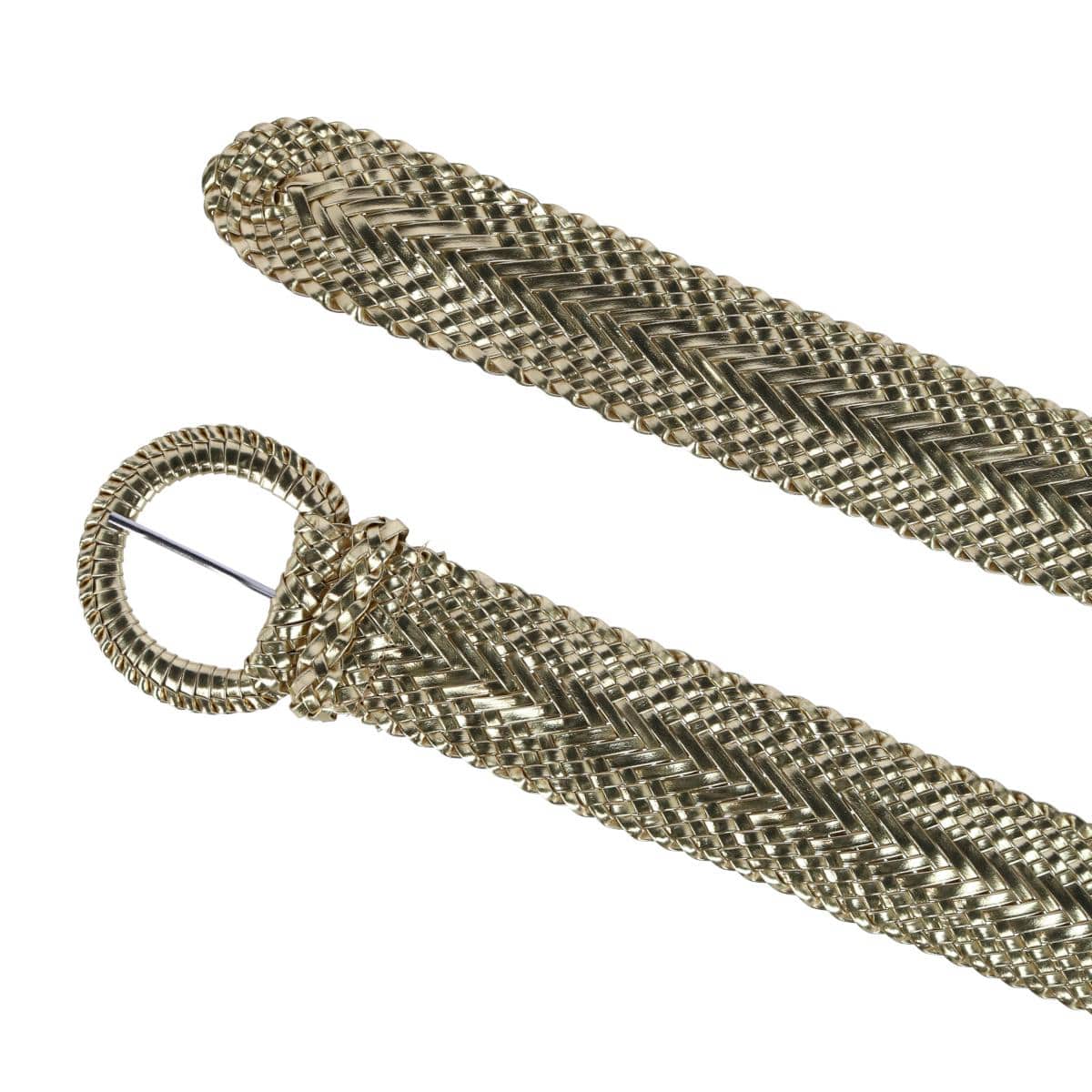 CTM® Women's Braided Wide Belt with Matching Buckle Adjustable Woven - Gold