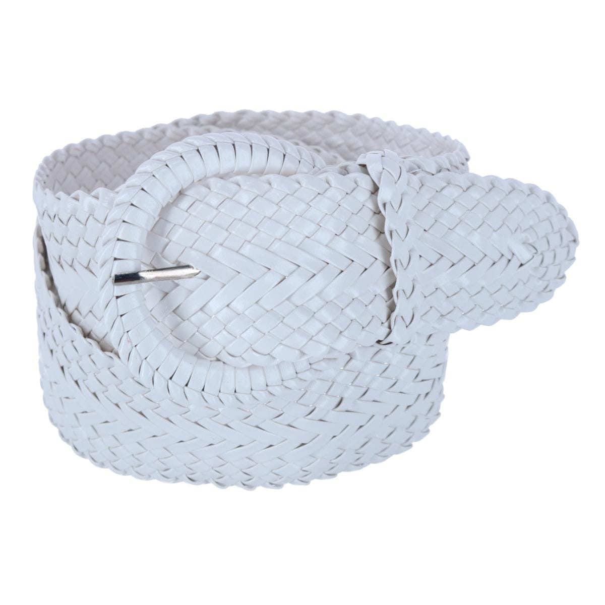 CTM® Women's Braided Wide Belt with Matching Buckle Adjustable Woven