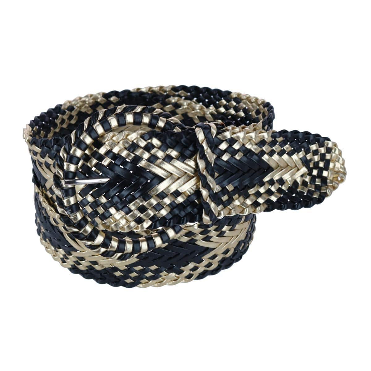 CTM® Women's 1 7/8 Inch Wide Braided Plaid Belt with Matching Buckle