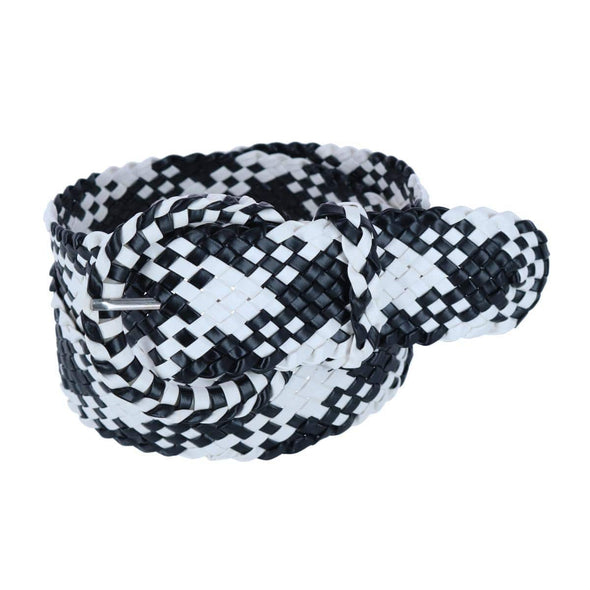 Women's Braided Plaid Wide Belt with Matching Buckle