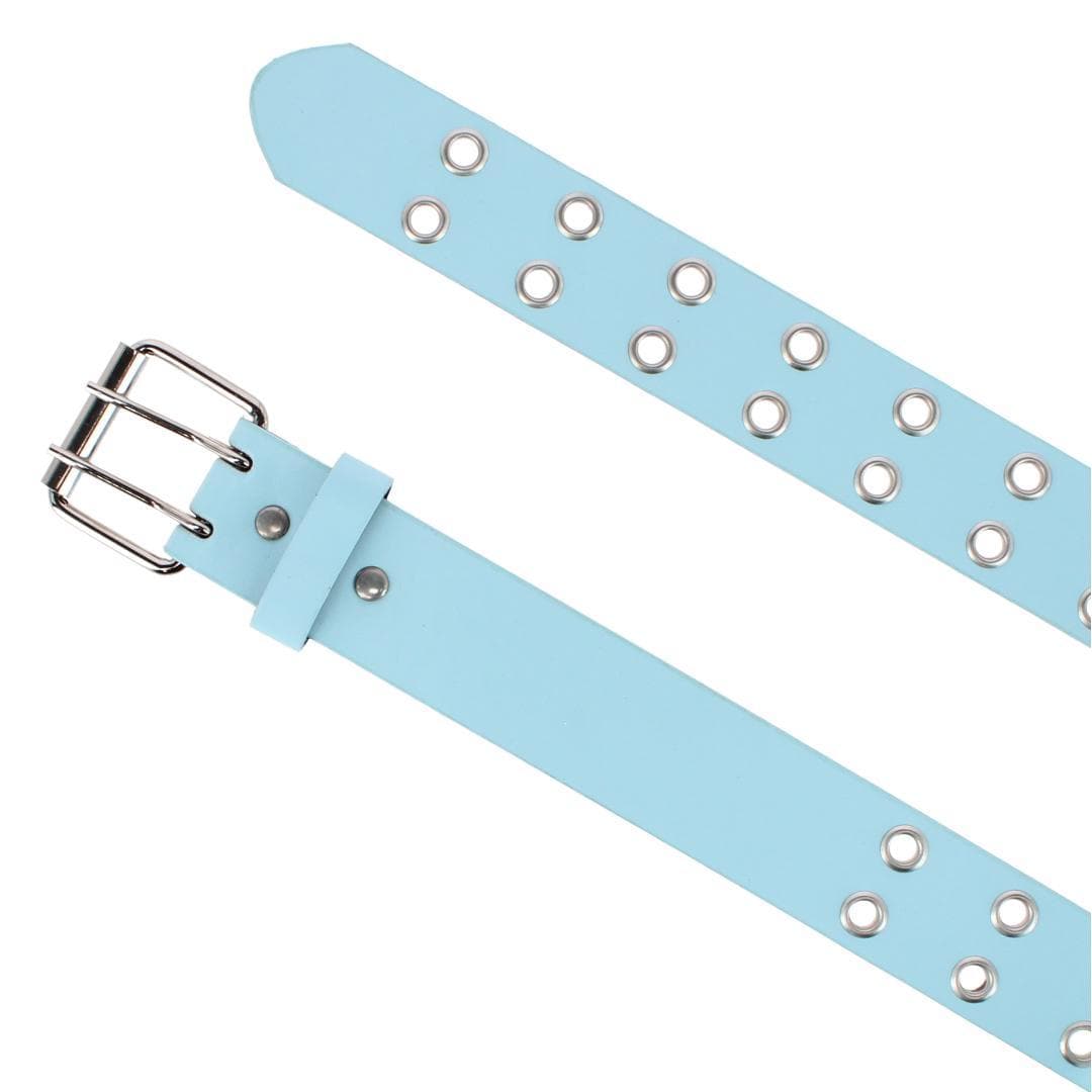 CTM® Girl's Double Grommet Casual Belt with Roller Buckle - Light Blue