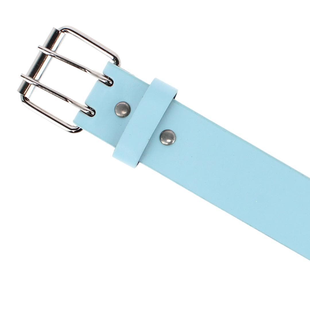 CTM® Girl's Double Grommet Casual Belt with Roller Buckle - Light Blue